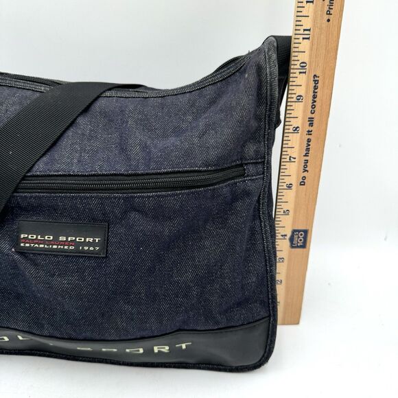 Vintage Polo Sport Ralph Lauren Denim Shoulder Crossbody Bag Adjustable Strap - Picture 9 of 14